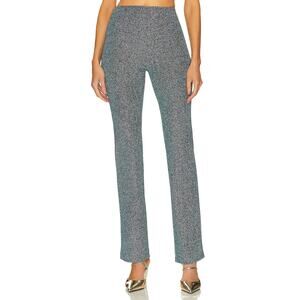L'Academie Metallic‎ Tie Knit Slim Pants Blue Silver Jersey High Rise Sz XS